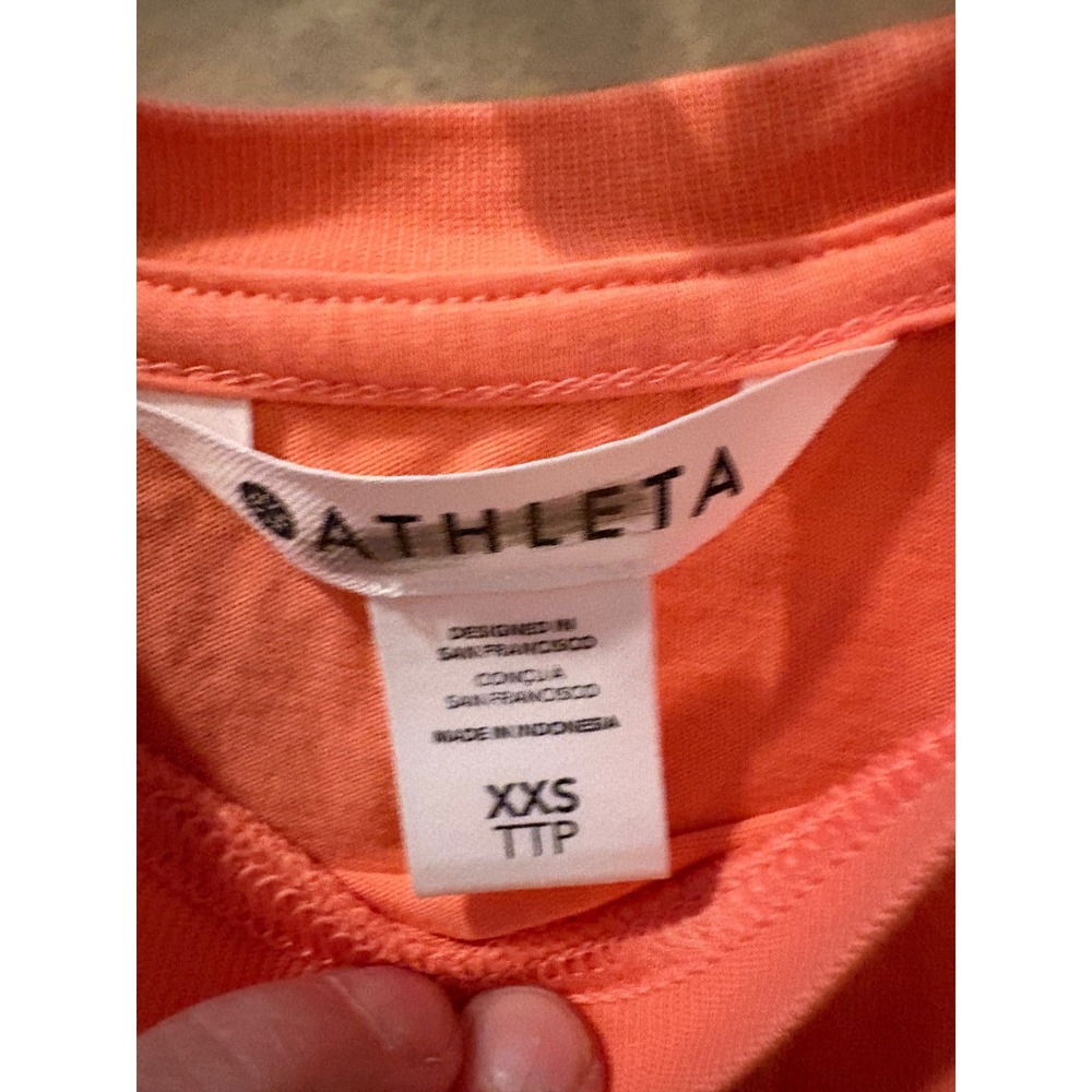 Athleta Women Peach Orange Cotton Muscle Tank Top Sleeveless Crop XXS - Picture 2 of 6